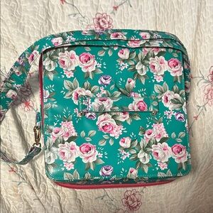 Floral Teal train-case for your make up or store your breakables